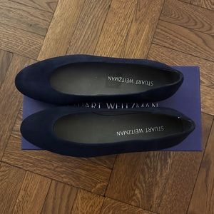 Stuart Weitzman Navy Suede Flats